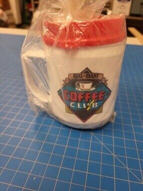 Wal-Mart Coffee Club Mug Vintage Plastic Travel Mug Red Lid Collectible Cup